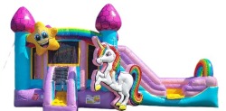 Unicorn combo bounce house with slide